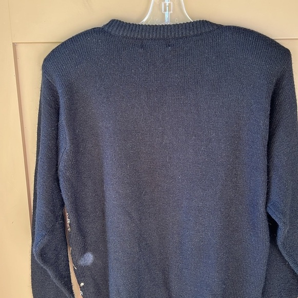 Vintage Alfred Dunner Black Sz M Beaded Sequin Argyle Sweater - Picture 6 of 8